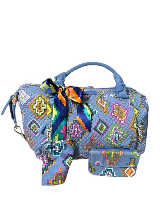 Vera Bradley Handbags - Vera Bradley Light Blue Quilted Satchel with Multicolor Ikat Print